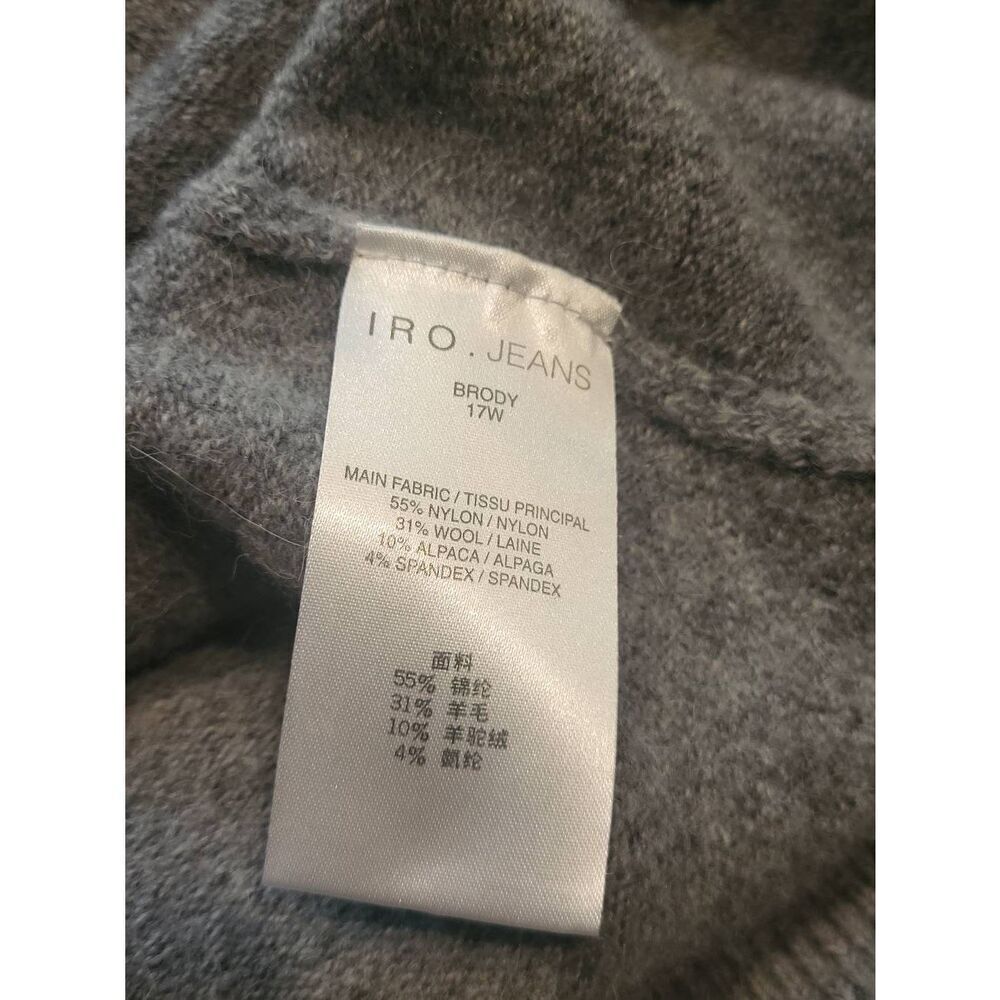 IRO Jeans Sweater Women's Medium Grey Brody Distressed V Neck Oversized Alpaca - Picture 5 of 5